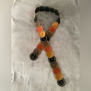 Boho Studded Leather Disc Belt 65” Long 4” Discs